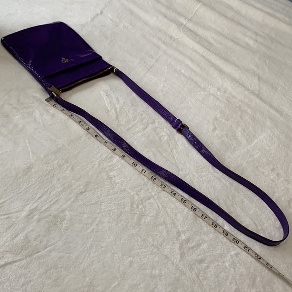 Patent leather Purple Crossbody Purse w/ Gold Hardware Cole Haan EUC - Picture 13 of 16